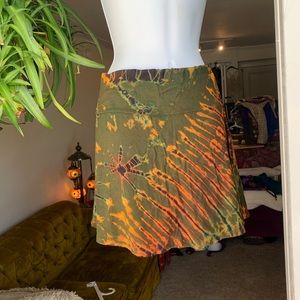 Olive Green Tie-Dye Skirt
